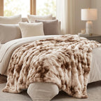 Tie Dye Brown Plush Textured Throw Blanket lifestyle photo