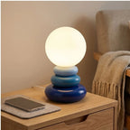 Blue Peren Nordic Stacked Stone Bedside Lamp – Elegant Dimmable LED Lighting lifestyle photo - 4