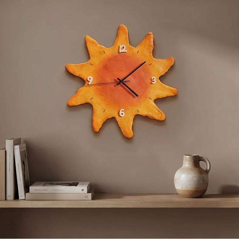 10 inch wood clock styled in a warm home setting - 3