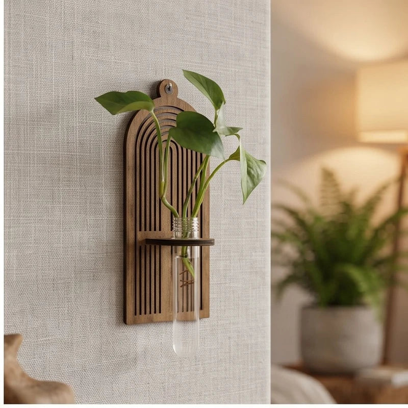 TK-MS8056 wood vase styled in a warm home setting - 2