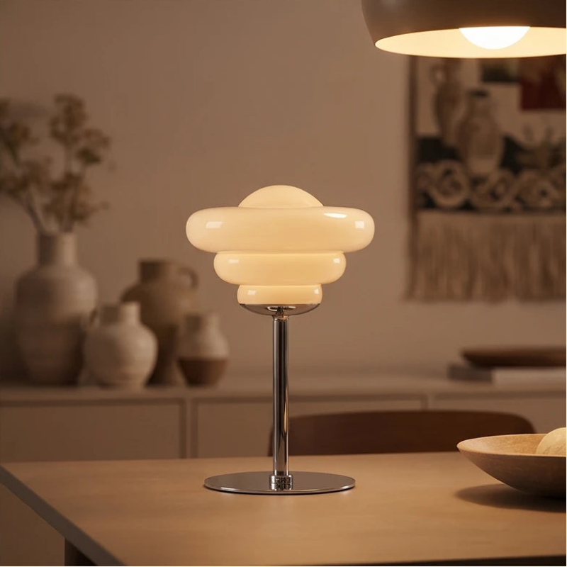 Cream lamp styled in a warm home setting - 4