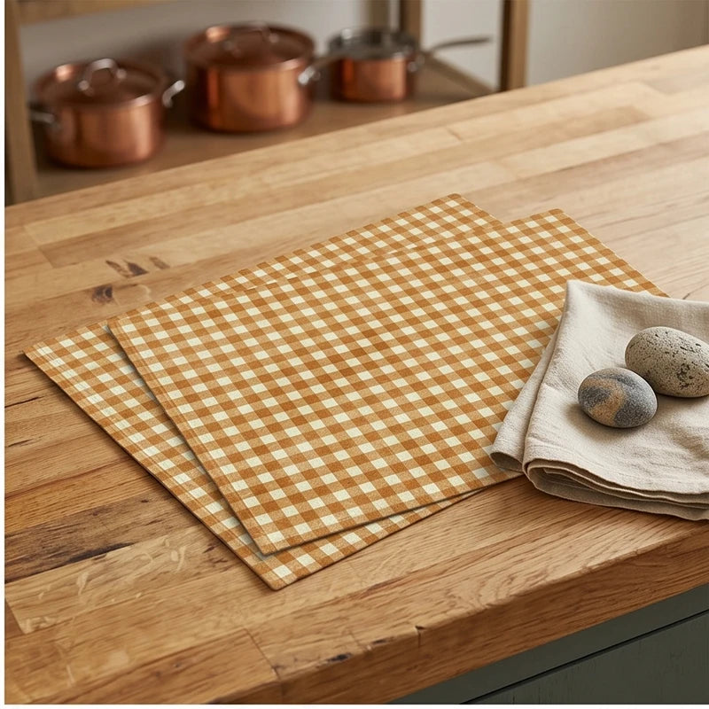 2 4/6/8pcs Checkered Pattern Placemats Dining Table Mats Modern Plaid Printed Design for Party Multi Color Table Mat Kitchen Decor lifestyle photo - 2