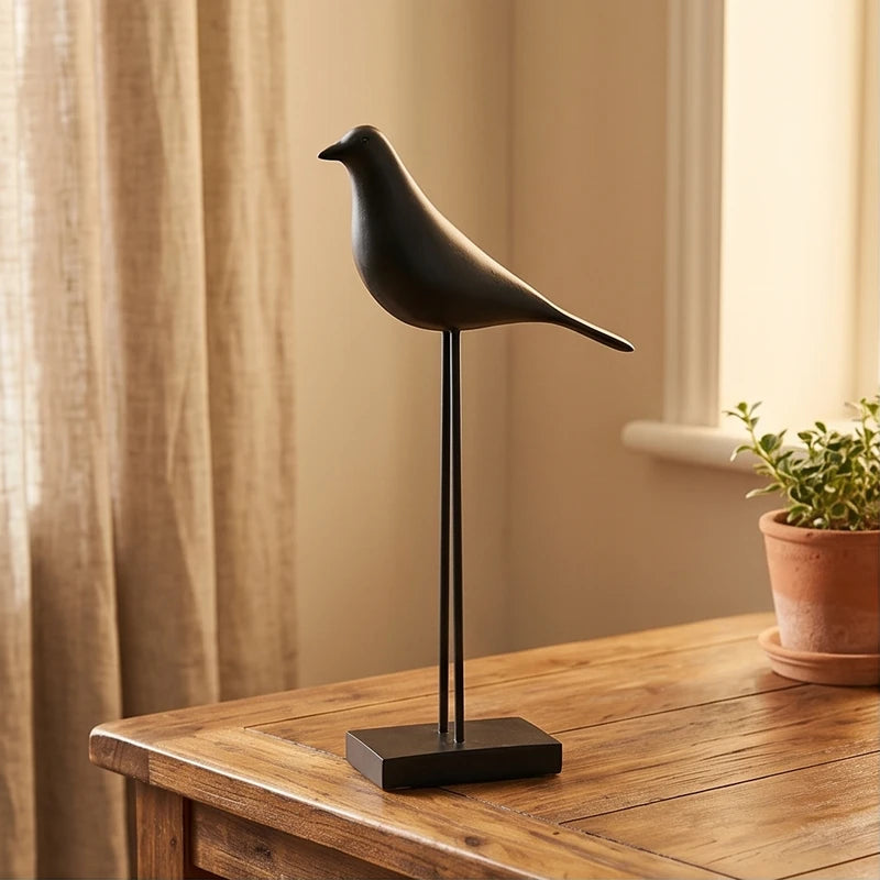 Black (Tall) Corvina Resin Bird Sculptures lifestyle photo