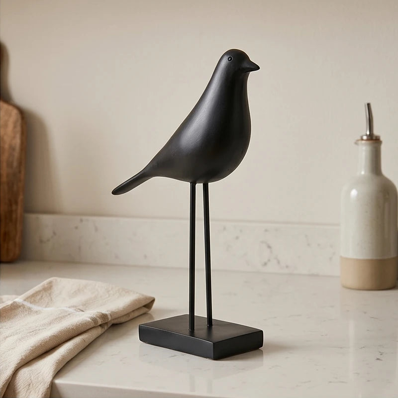 Black (Tall) Corvina Resin Bird Sculptures lifestyle photo - 2