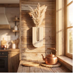 Beige Wooden Flower Planters Bohemia Style Hanging Flower Tube Vase with Wood Stand Hydroponic Plant Rack lifestyle photo