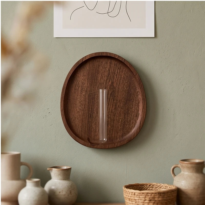 Round - Large wood vase styled in a warm home setting - 4