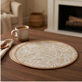 white 3 2/4/6/8pcs Bohemian Jute Printed Placemats with Faux Leather Edges, Heat Insulation Mats, Decorative Mats lifestyle photo - 2