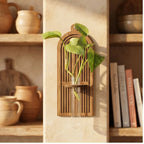 TK-MS8056 wood vase styled in a warm home setting