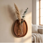 Round - Small wood vase styled in a warm home setting