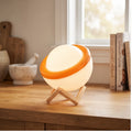 White lamp styled in a warm home setting