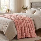Pink Plush Textured Throw Blanket lifestyle photo