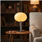 Creamy Custard Oval lamp styled in a warm home setting - 4