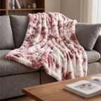 Tie Dye Pink Plush Textured Throw Blanket lifestyle photo - 2