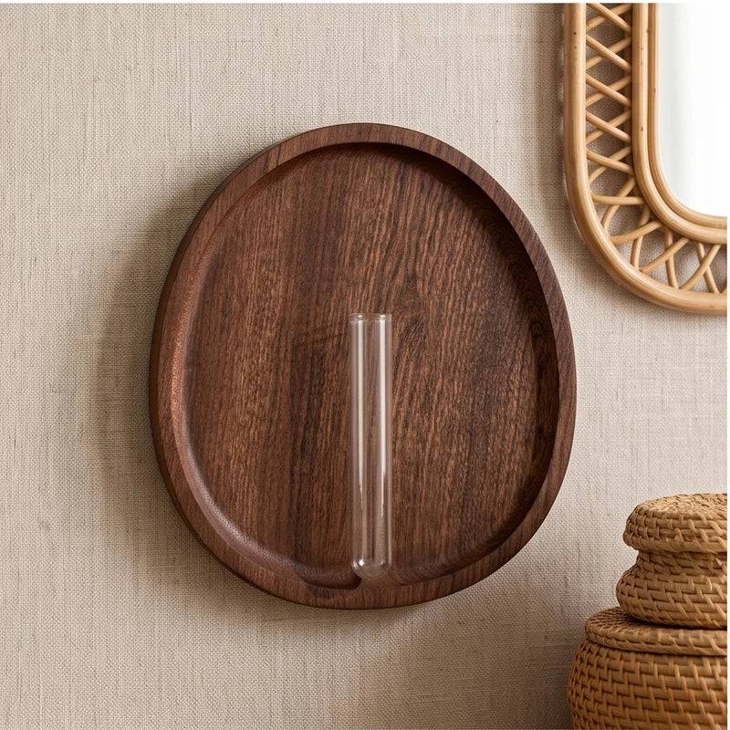 Round - Large wood vase styled in a warm home setting - 3