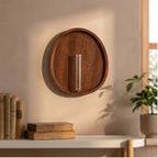 Round - Large wood vase styled in a warm home setting