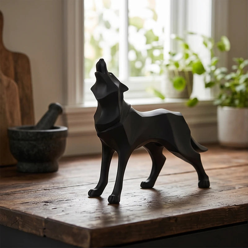 Black Fenrir Resin Wolf Figurines lifestyle photo