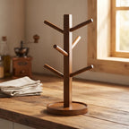 Brown 6 Hooks bamboo holder styled in a warm home setting