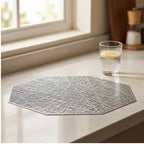 Silvery 1Pc Placemats Restaurant Hollow PVC Decoration Meal Mat Anti-hot Dining Table Line Mat Steak Plate Pad lifestyle photo - 2