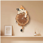 tabby cat clock styled in a warm home setting - 2