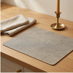 Mud color Dual-Sided PU Canvas Texture Placemat,Waterproof Heatproof 43x30cm Non-Slip Dining Table Mat,Washable for Home and Hotel Use lifestyle photo - 2