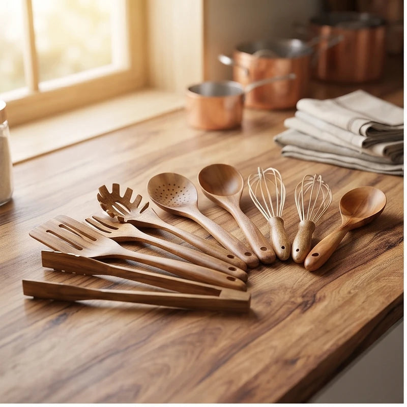 10 Pcs wooden home accent styled in a warm home setting