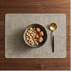 Mud color Dual-Sided PU Canvas Texture Placemat,Waterproof Heatproof 43x30cm Non-Slip Dining Table Mat,Washable for Home and Hotel Use lifestyle photo