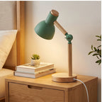 Green Creative Nordic Table Lamp Wooden Art LED Turn Head Simple Bedside Desk Light/Eye Protection Reading&Bedroom Study Lamp lifestyle photo - 3