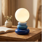 Blue Peren Nordic Stacked Stone Bedside Lamp – Elegant Dimmable LED Lighting lifestyle photo