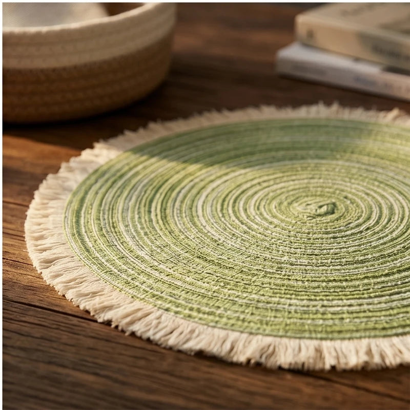 03 1pc Hot Selling Fringe Eco-friendly Household Non-Slip Heat-Resistant Morden Style Table Placemat Washable Mat For Dining Table lifestyle photo - 3