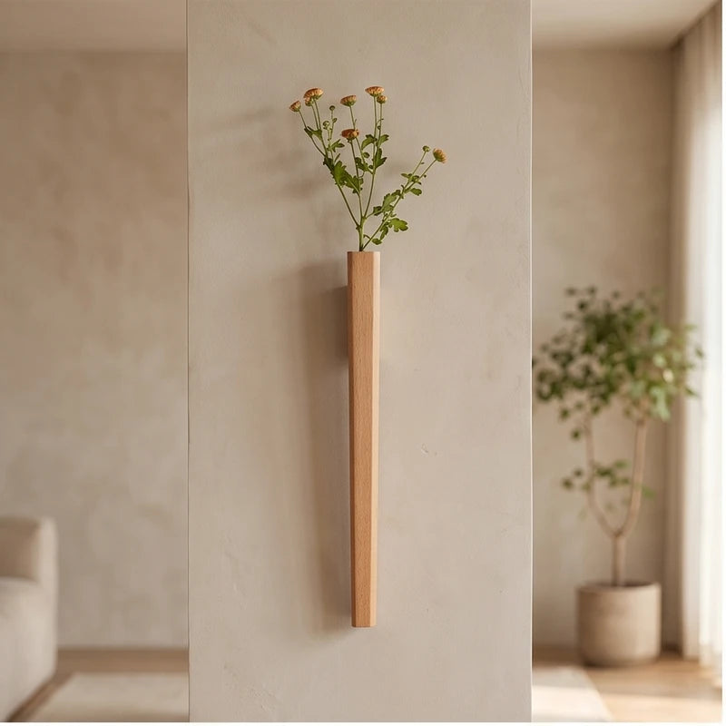 Beech Creative Wooden Vase Wall-mounted Wall Decoration Plant Hydroponic Flowerpot Flower Inset Bottle Home lifestyle photo