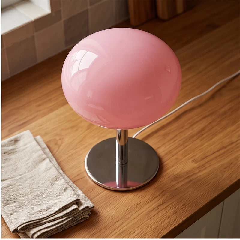 Peach lamp styled in a warm home setting - 2