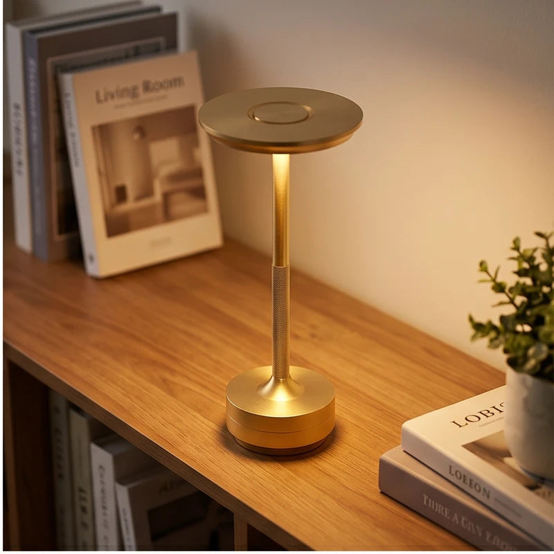 Gold Rechargeable Wireless Table Lamp LED Touch Sensor Desktop Night Light Reading Lamp for Restaurant Hotel Bar Bedroom Decor Light (Copy) lifestyle photo - 2