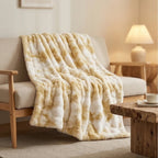 Tie Dye Yellow Plush Textured Throw Blanket lifestyle photo