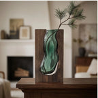 Big wooden house New Chinese Style Solid Wood Glass Vase Home Designer Decoration Home Hotel Decoration High-end Soft Decoration Glass Wooden lifestyle photo - 3