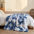 Tie Dye Blue Plush Textured Throw Blanket lifestyle photo