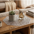Silvery 1Pc Placemats Restaurant Hollow PVC Decoration Meal Mat Anti-hot Dining Table Line Mat Steak Plate Pad lifestyle photo - 3