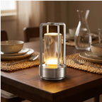 Silver Rechargeable Wireless Table Lamp LED Touch Sensor Desktop Night Light Reading Lamp for Restaurant Hotel Bar Bedroom Decor Light lifestyle photo - 4