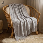 Gray Ridley Knitted Throw Blanket with Tassels lifestyle photo - 2