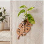 Large Leaf wooden planters styled in a warm home setting - 3