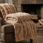 Brown Plush Textured Throw Blanket lifestyle photo - 3