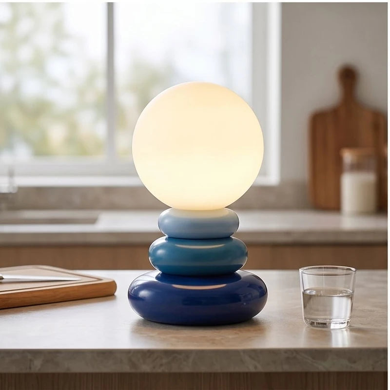 Blue Peren Nordic Stacked Stone Bedside Lamp – Elegant Dimmable LED Lighting lifestyle photo - 3