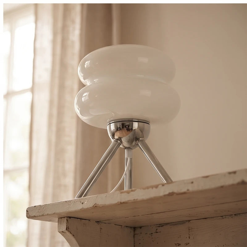 White lamp styled in a warm home setting - 3