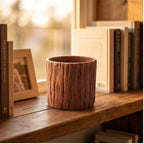 Brown  11CM tall Green Plant Small Flower POTS, Mini Flower POTS Imitating Tree Bark, Exquisite Household Flower POTS lifestyle photo