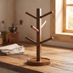 Wood 4 Hooks bamboo holder styled in a warm home setting