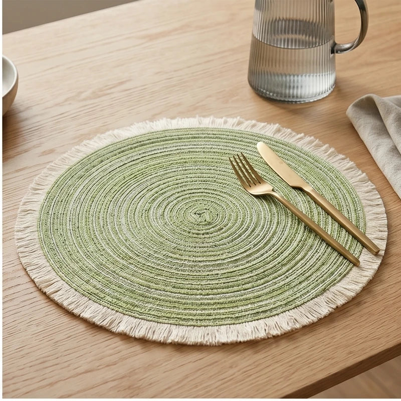 03 1pc Hot Selling Fringe Eco-friendly Household Non-Slip Heat-Resistant Morden Style Table Placemat Washable Mat For Dining Table lifestyle photo