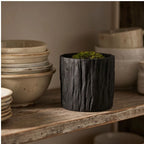 Black 7CM tall Green Plant Small Flower POTS, Mini Flower POTS Imitating Tree Bark, Exquisite Household Flower POTS lifestyle photo - 3
