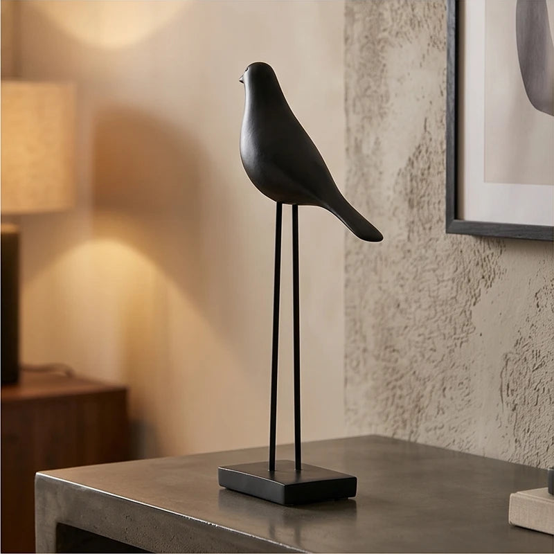 Black (Tall) Corvina Resin Bird Sculptures lifestyle photo - 4