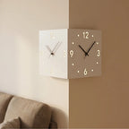 White Double-Sided Corner Wall Clock lifestyle photo - 2