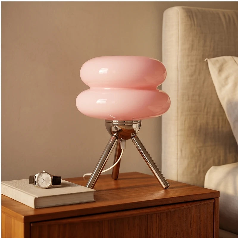 Pink lamp styled in a warm home setting - 2