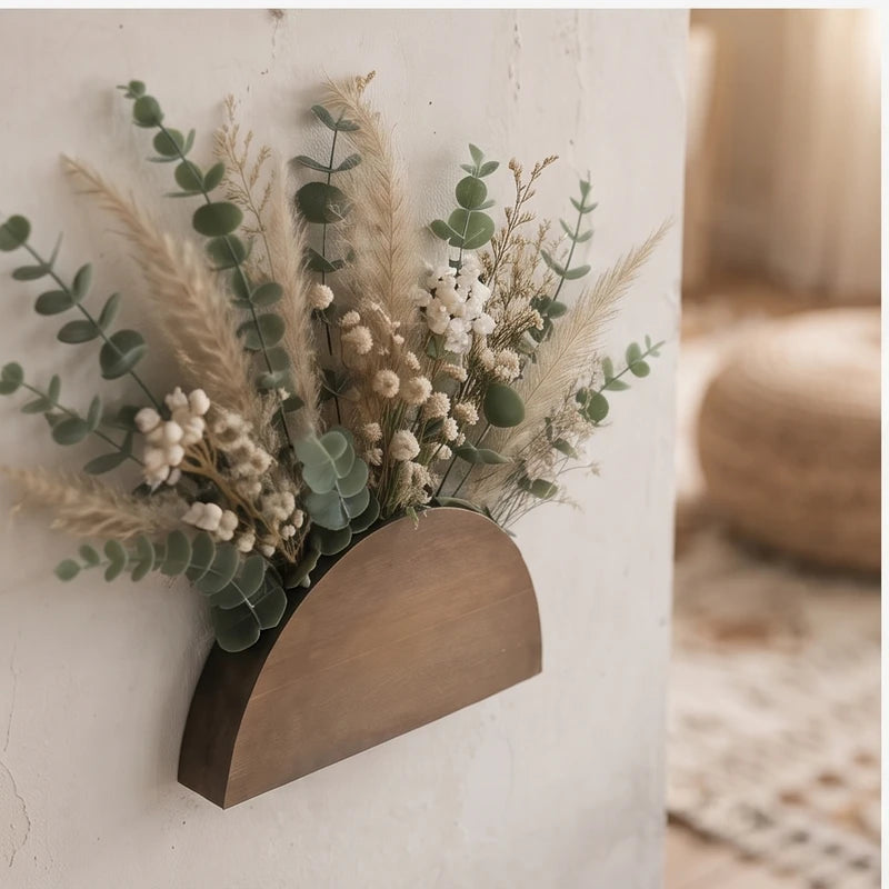 MS12406 -2pcs wooden planter styled in a warm home setting - 3